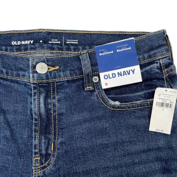 NWT OLD NAVY Mid Rise Boyfriend Jean Sz 0 Blue - Picture 4 of 6